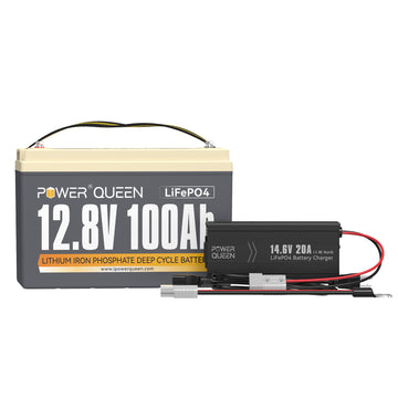 Batterie LiFePO4 Power Queen 12 V 100 Ah + chargeur 14,6 V 20 A