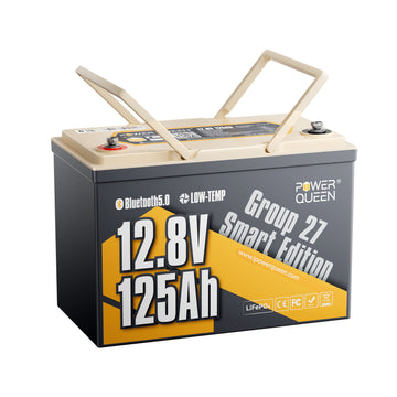 Power Queen 12V 125Ah Group27 Smart Deep Cycle Lithium Battery