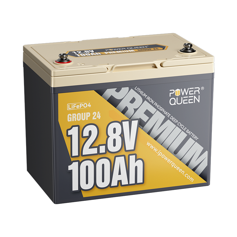 Power Queen 12V 100Ah Group 24 LiFePO4 Battery