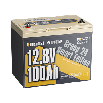 Power Queen 12V 100Ah Group 24 Smart Deep Cycle Lithium Battery