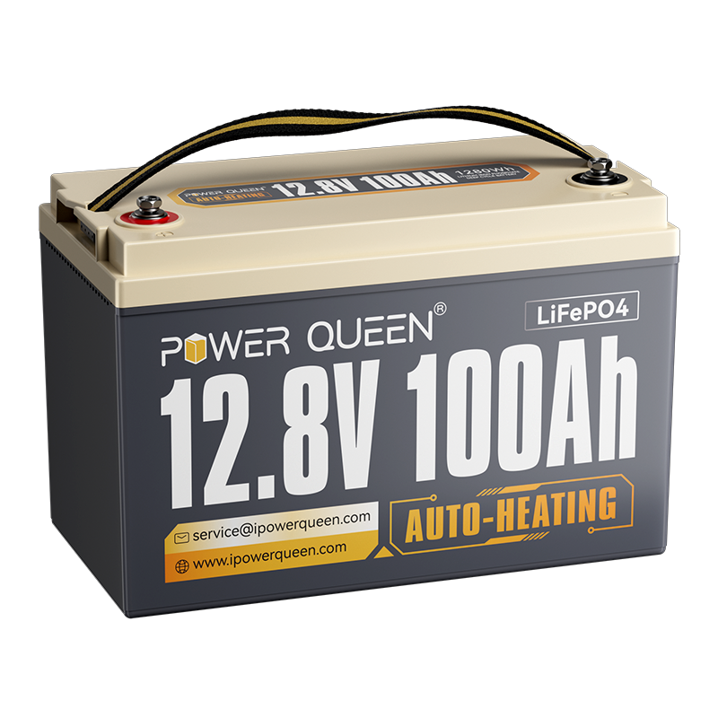Power Queen 12V 100Ah Self-Heating LiFePO4 Battery