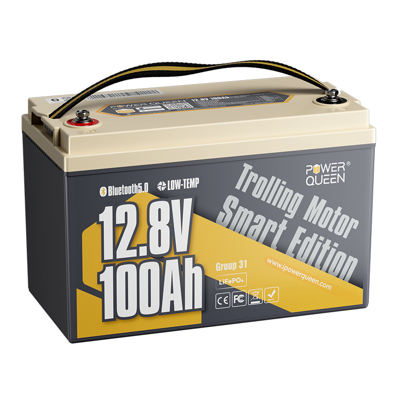 Power Queen 12V 100Ah Low-Temp Smart Deep Cycle Lithium Battery