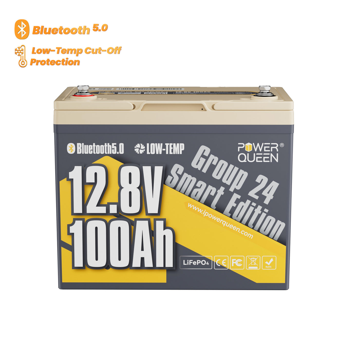 [Like New] Power Queen 12V 100Ah Group 24 Deep Cycle Lithium Battery