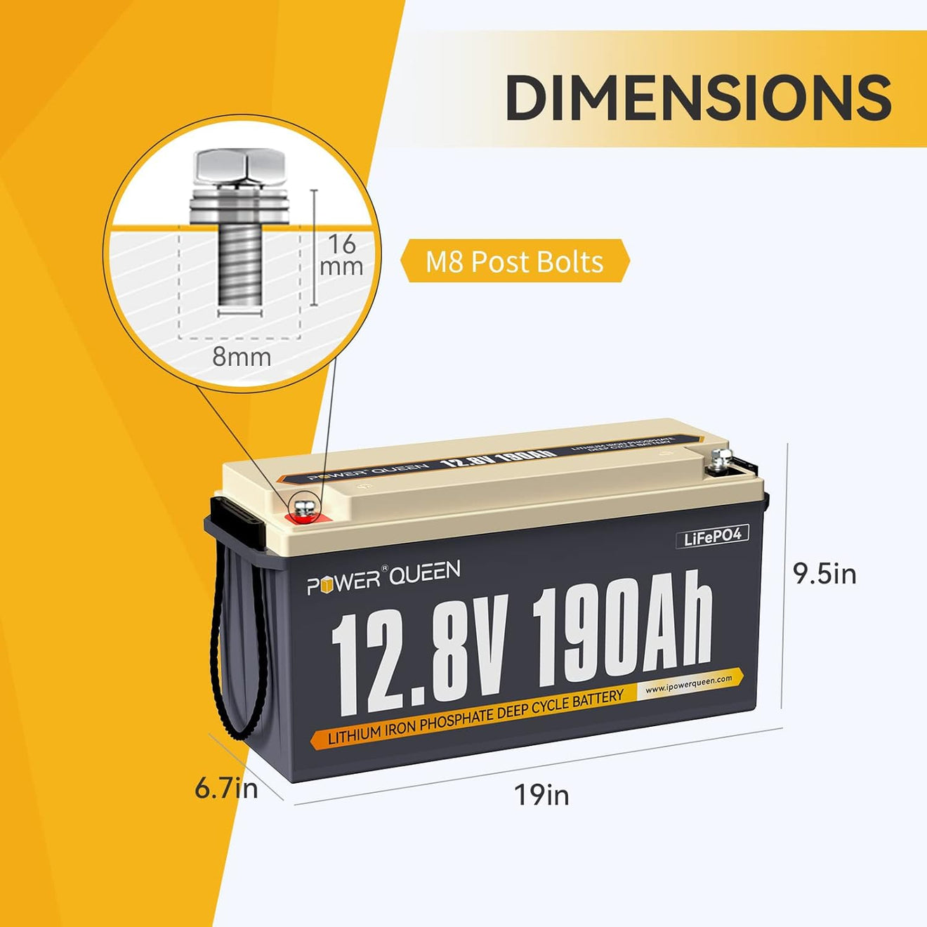 12V 190Ah Lithium Battery Size