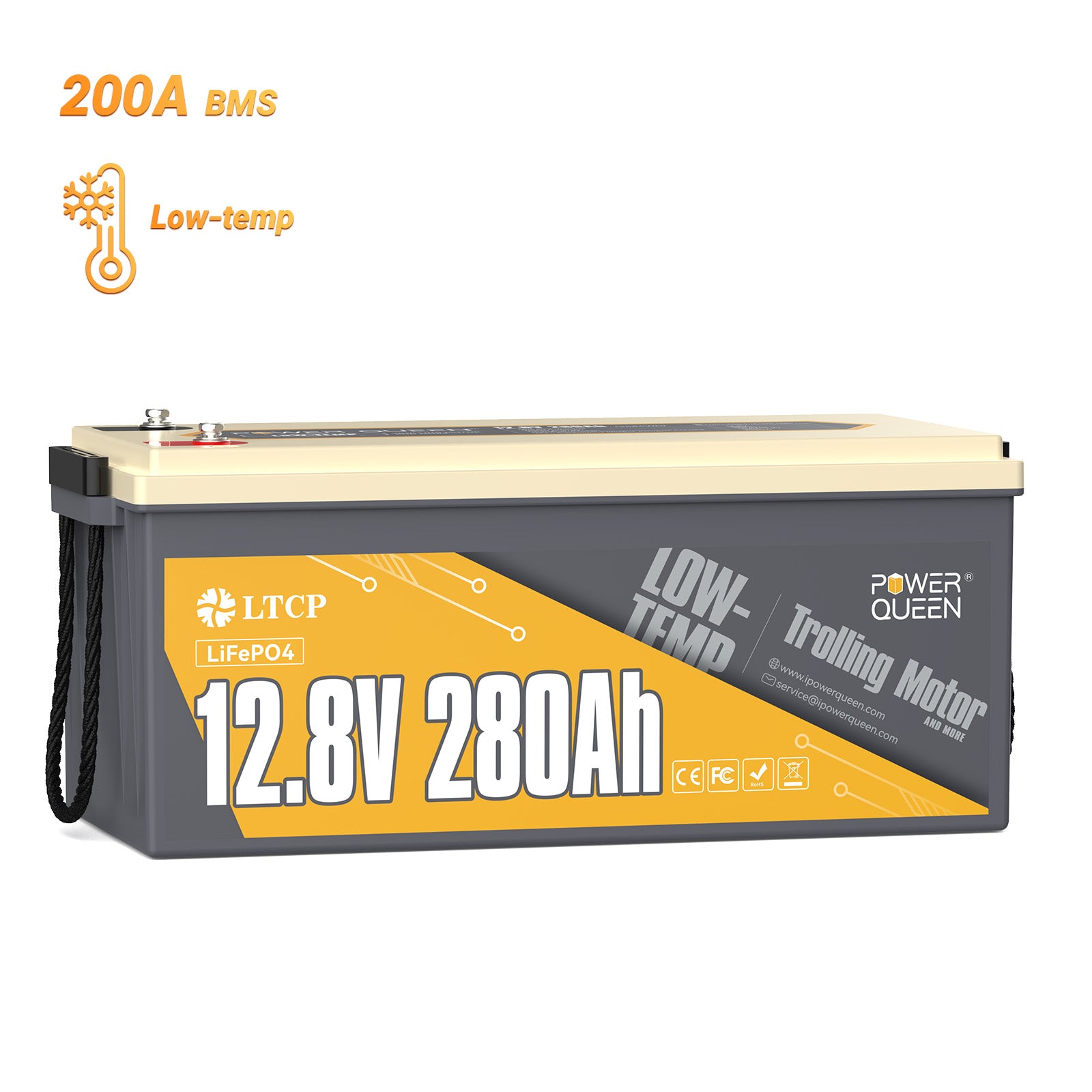 Power Queen 12V 280Ah Low-Temp Deep Cycle LiFePO4 Battery