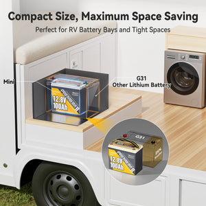 Power Queen 12V 100Ah Mini LiFePO4 Battery