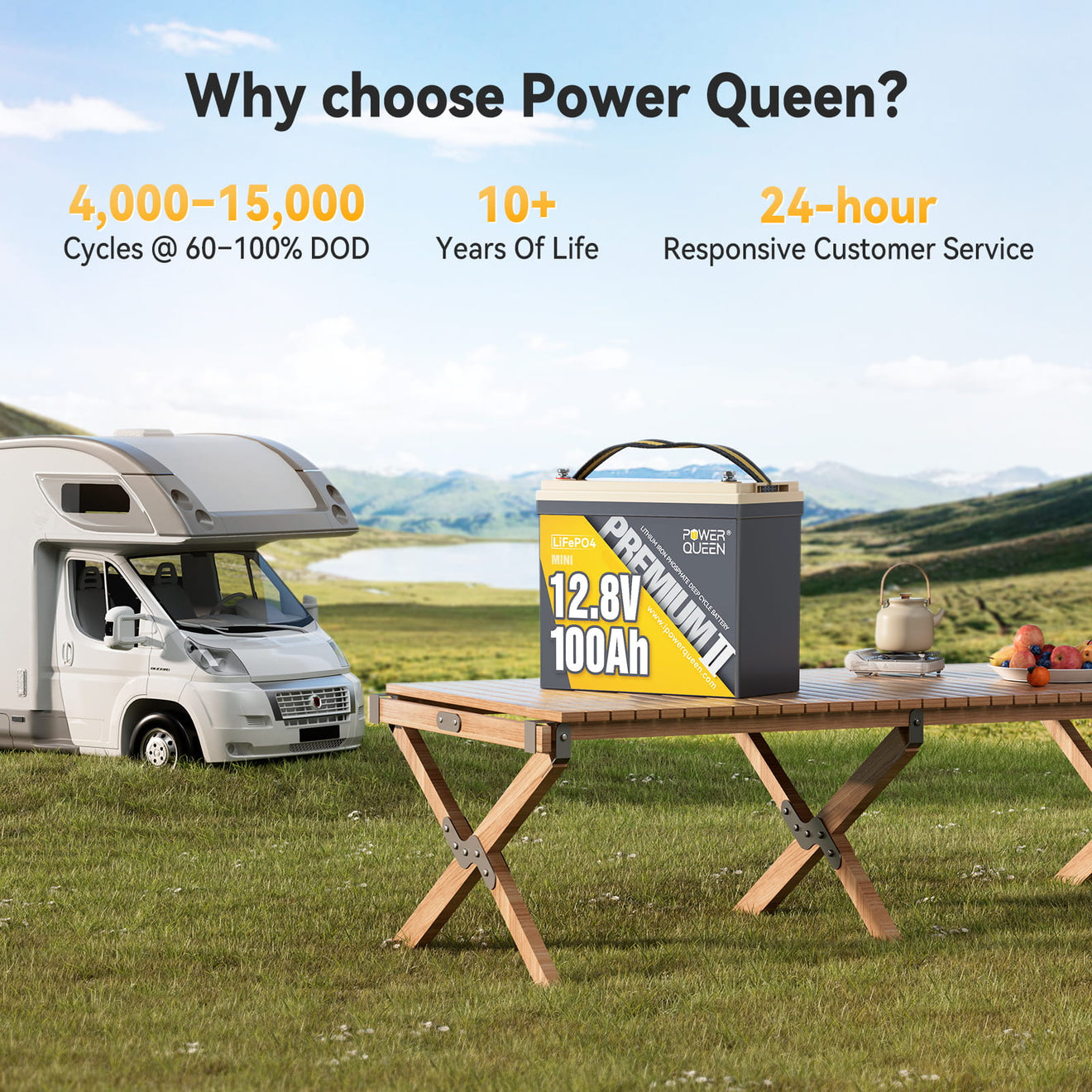 Power Queen 12V 100Ah Mini LiFePO4 Battery