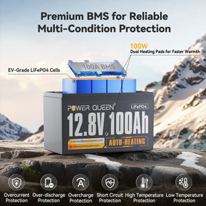 Self-Heating LiFePO4 Battery with 100A BMS