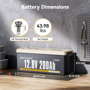 Power Queen 12V 200Ah LiFePO4 Battery Dimensions