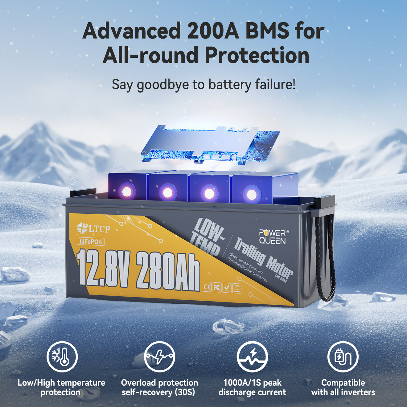 12V 280Ah Low-Temp Deep Cycle Battery  With BMS Protection