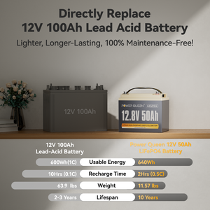 Power Queen 12V 50Ah LiFePO4 Battery