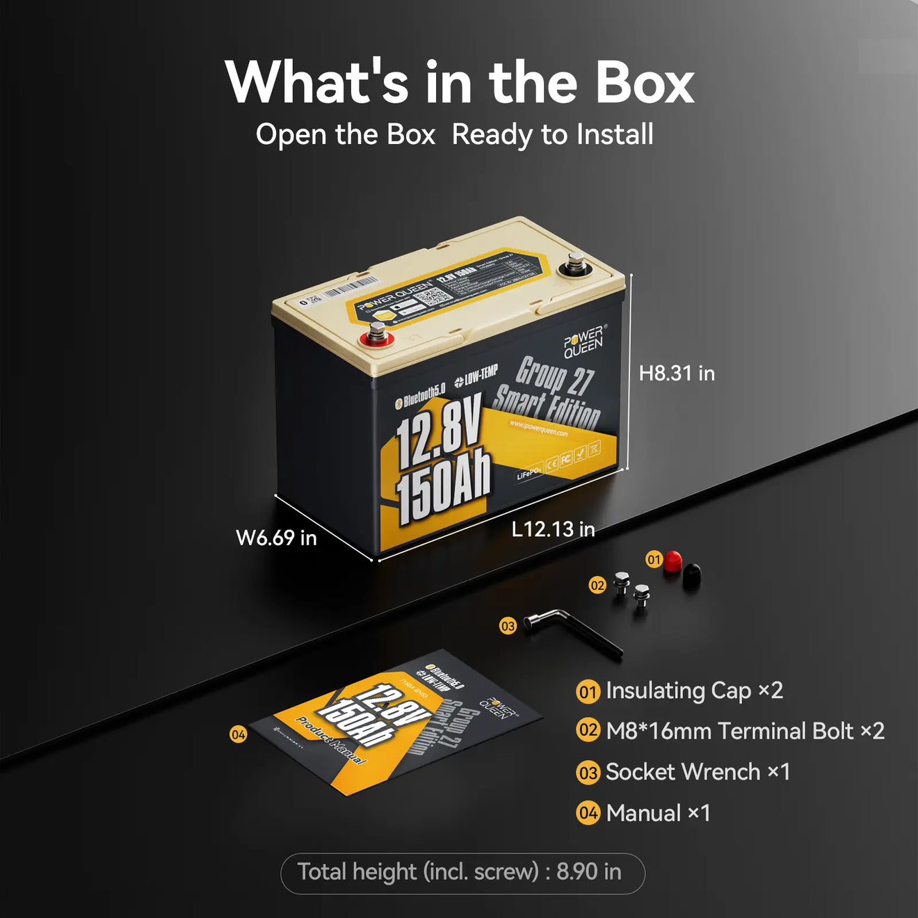 Batterie LiFePO4 Power Queen 12 V 200 Ah