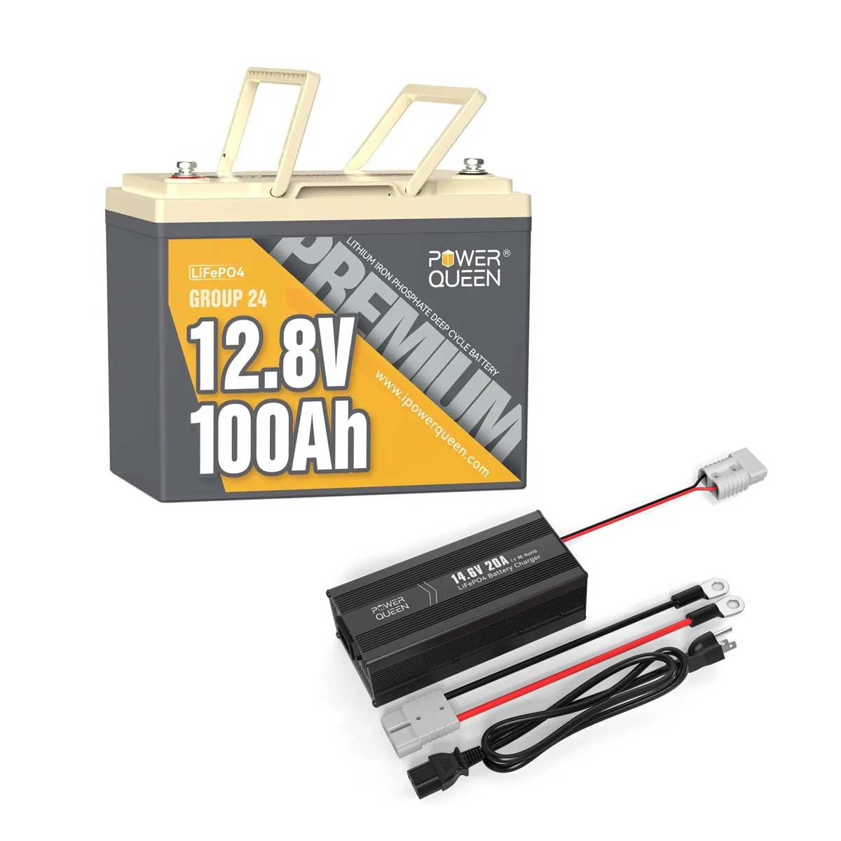 Power Queen 12V 100Ah Group 24 LiFePO4 Battery