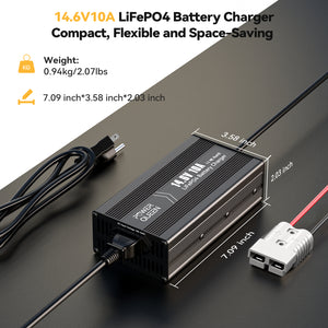 Chargeur de batterie Power Queen 14,6 V 10 A LiFePO4 pour batterie 12 V LiFePO4 