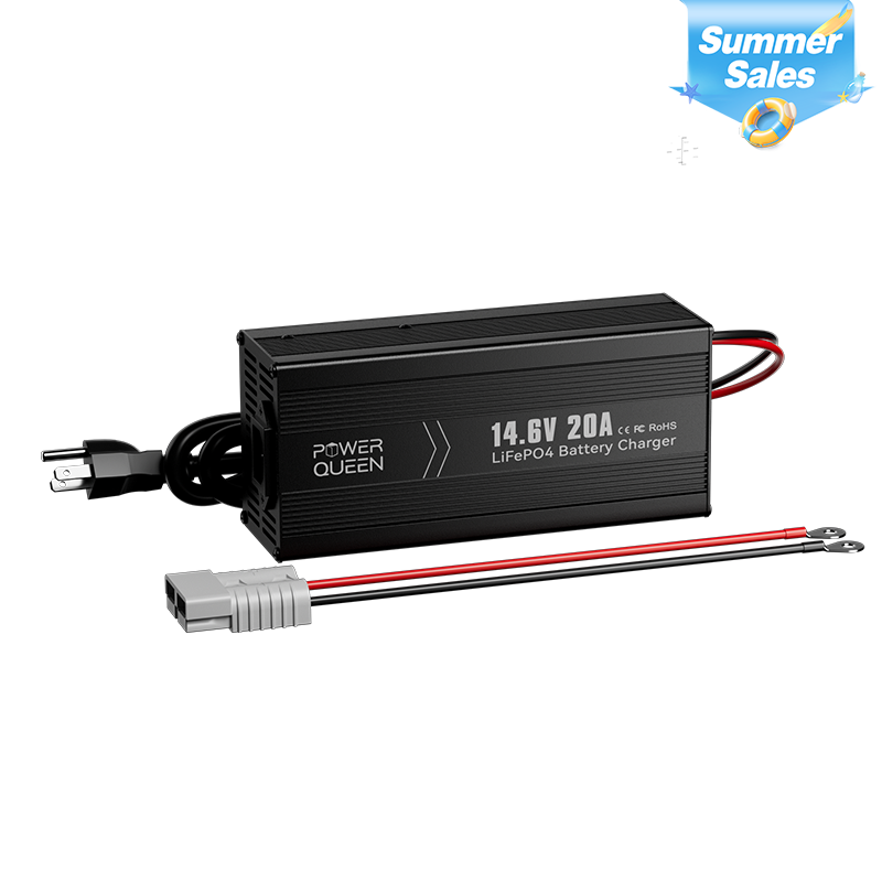 Power Queen 14.6V 20A LiFePO4 Battery Charger for 12V LiFePO4 Battery