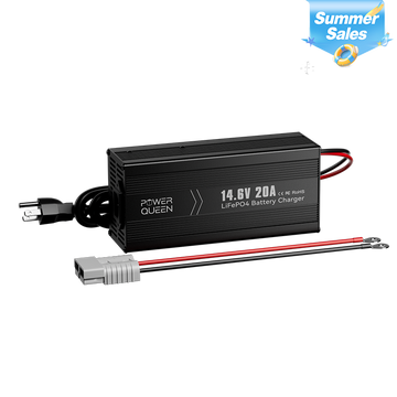 Power Queen 14.6V 20A LiFePO4 Battery Charger for 12V LiFePO4 Battery