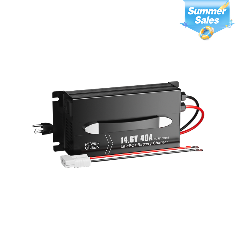 Power Queen 14.6V 40A LiFePO4 Battery Charger for 12V LiFePO4 Battery