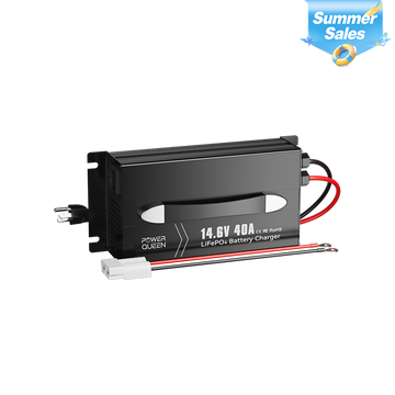 Power Queen 14.6V 40A LiFePO4 Battery Charger for 12V LiFePO4 Battery