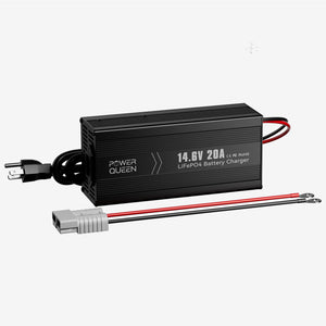 Power Queen 14.6V 20A LiFePO4 Battery Charger for 12V LiFePO4 Battery