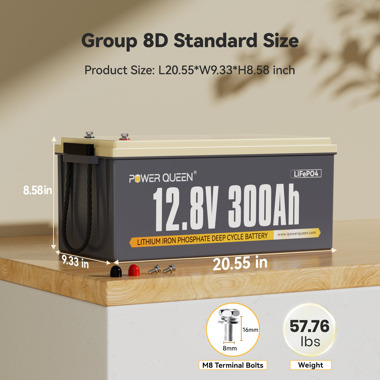 Power Queen 12V 300Ah LiFePO4 Battery