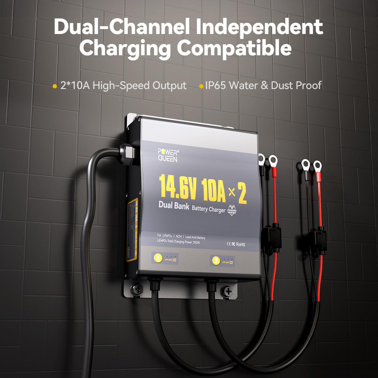 Power Queen 2-Bank 10A (10A/Bank) Dual Smart Battery Charger