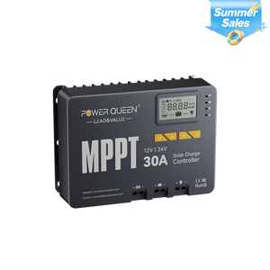 Power Queen 12/24V 30 Amp MPPT Solar Charge Controller & Bluetooth Adapter