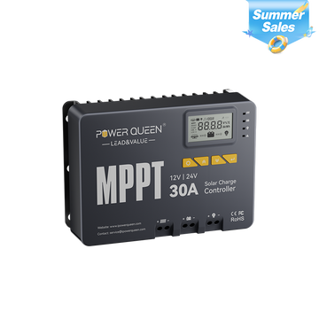 Power Queen 12/24V 30 Amp MPPT Solar Charge Controller & Bluetooth Adapter