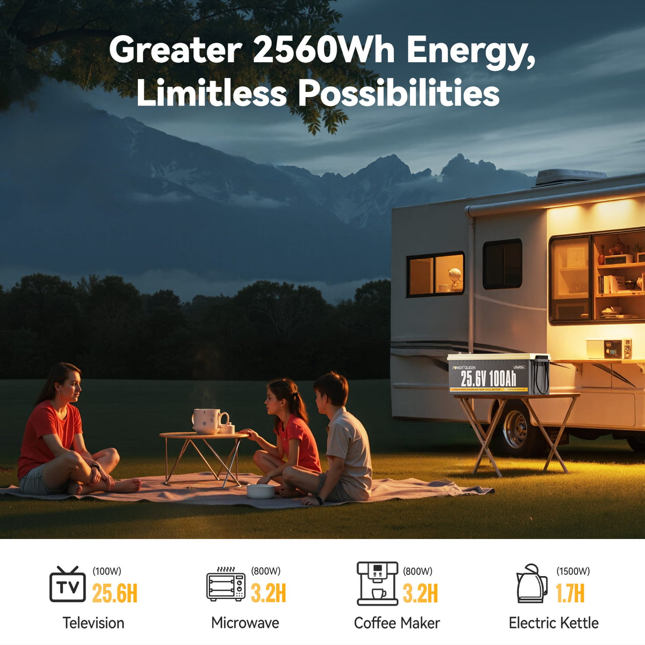 Power Queen 24V 100Ah LiFePO4 Battery