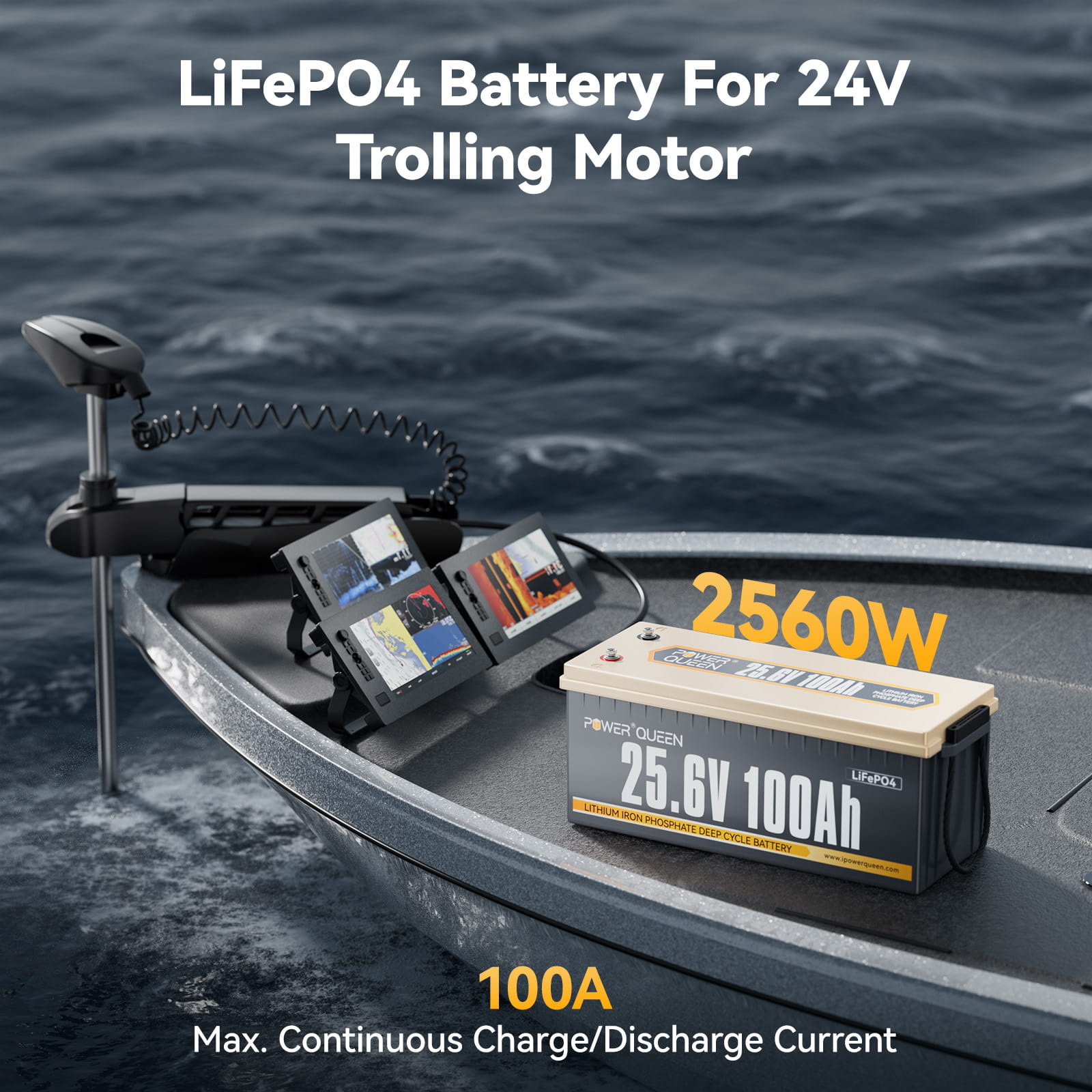 Power Queen 24V 100Ah LiFePO4 Battery
