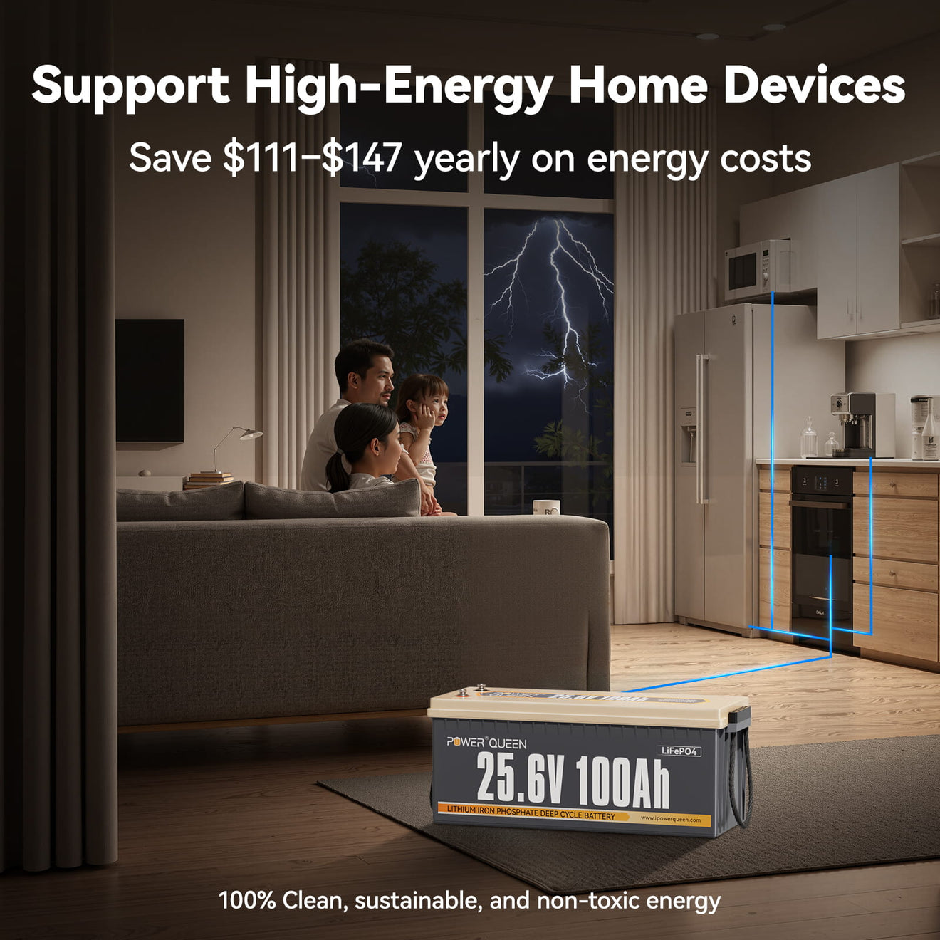 Power Queen 24V 100Ah LiFePO4 Battery