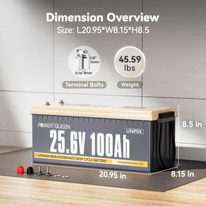 Power Queen 24V 100Ah LiFePO4 Battery