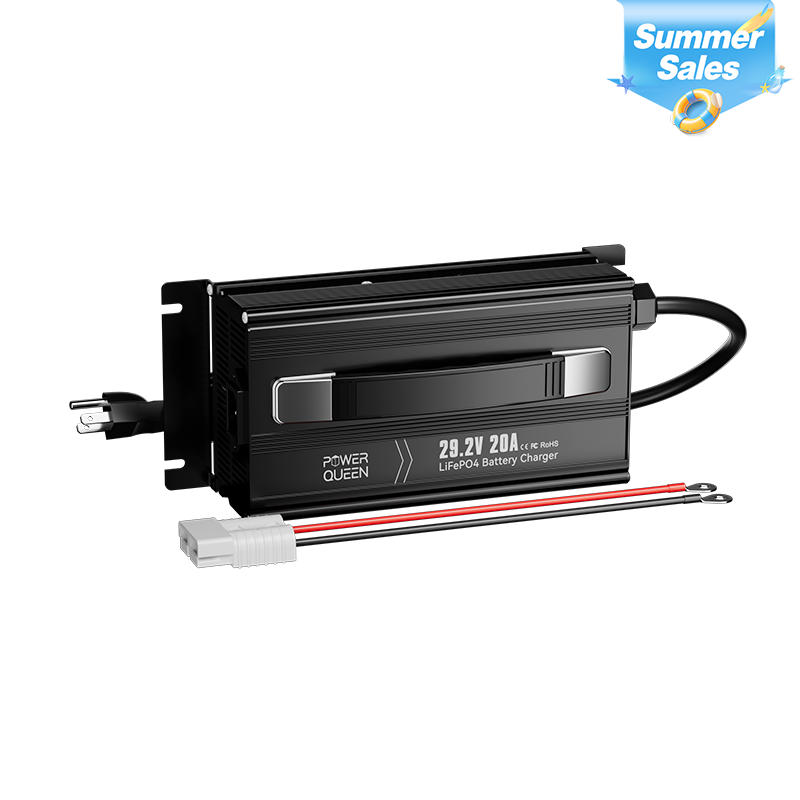 Power Queen 29.2V20A LiFePO4 Battery Charger for 24V LiFePO4 Battery