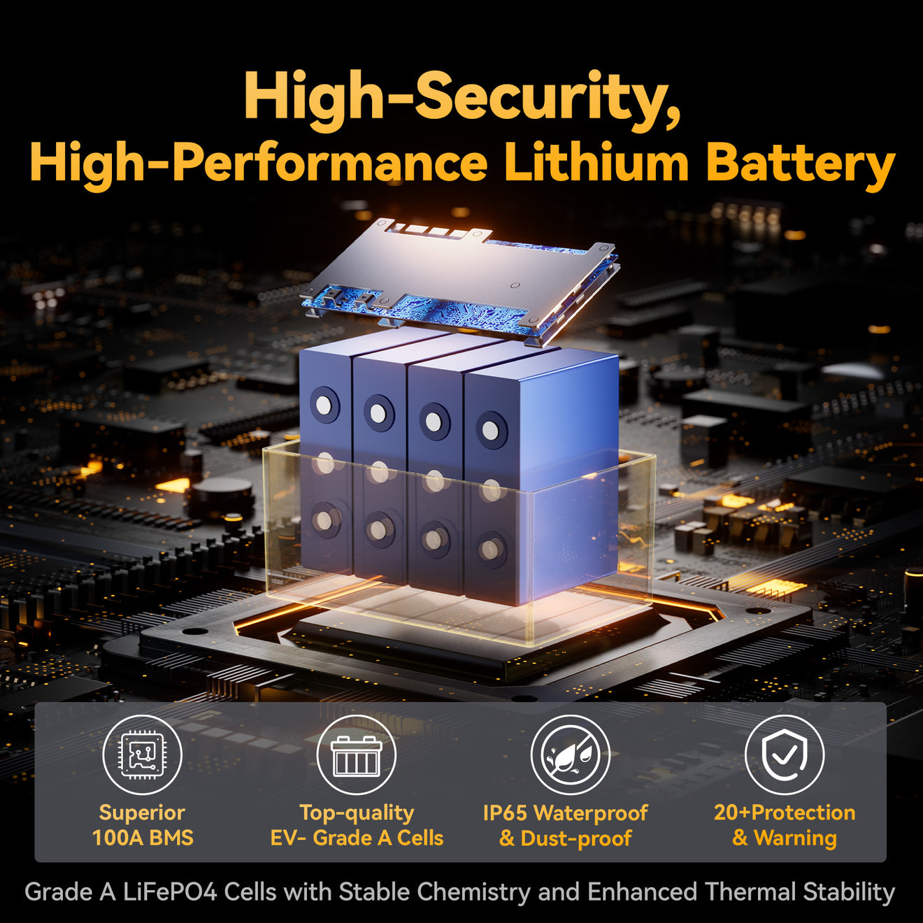 Power Queen 12V 100Ah Group 24 LiFePO4 Battery