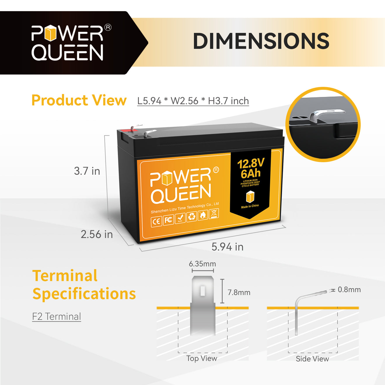 Batterie LiFePO4 Power Queen 12 V 200 Ah