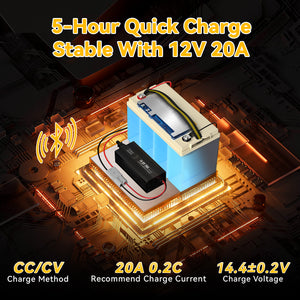 Batterie LiFePO4 intelligente basse température Power Queen 12 V 100 Ah + chargeur 14,6 V 20 A