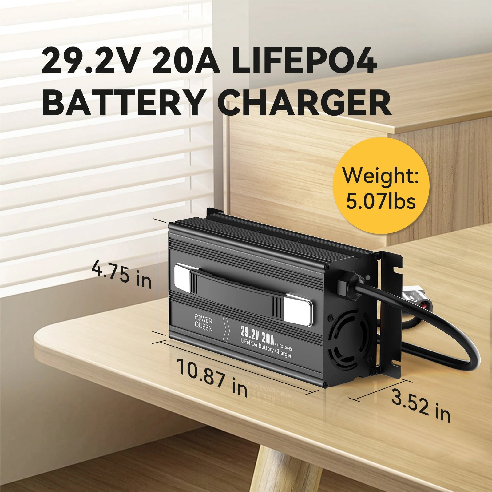 Power Queen 24V 20A LiFePO4 Battery Charger