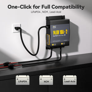Power Queen 2-Bank 10A (10A/Bank) Dual Smart Battery Charger