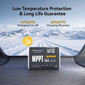 Contrôleur de charge solaire MPPT Power Queen 12/24 V 30 A et adaptateur Bluetooth