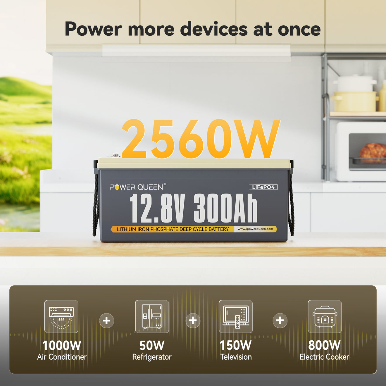 Power Queen 12V 300Ah LiFePO4 Battery