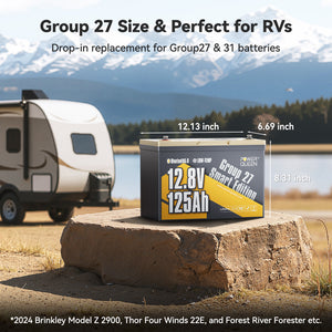 Power Queen 12V 125Ah Group27 Smart Deep Cycle Lithium Battery