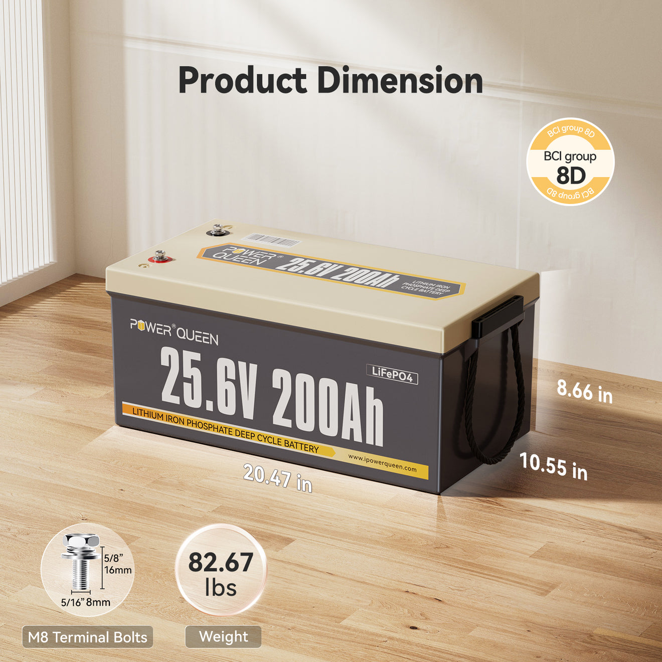 Power Queen 24V 200Ah LiFePO4 Battery