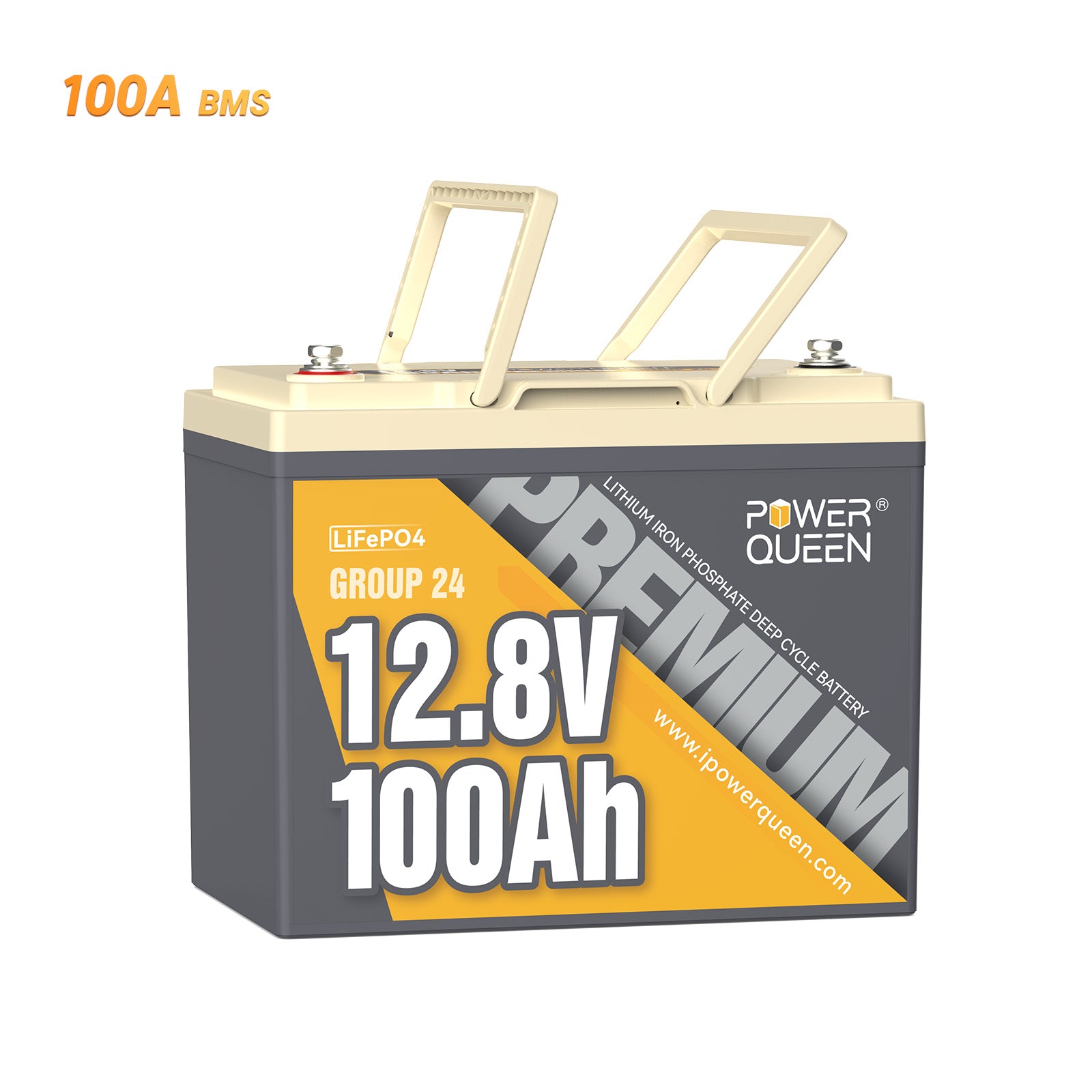 Power Queen 12V 100Ah Group 24 LiFePO4 Battery