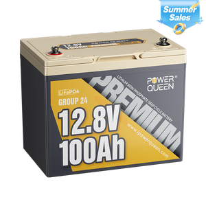 Power Queen 12V 100Ah Group 24 LiFePO4 Battery