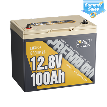 Power Queen 12V 100Ah Group 24 LiFePO4 Battery