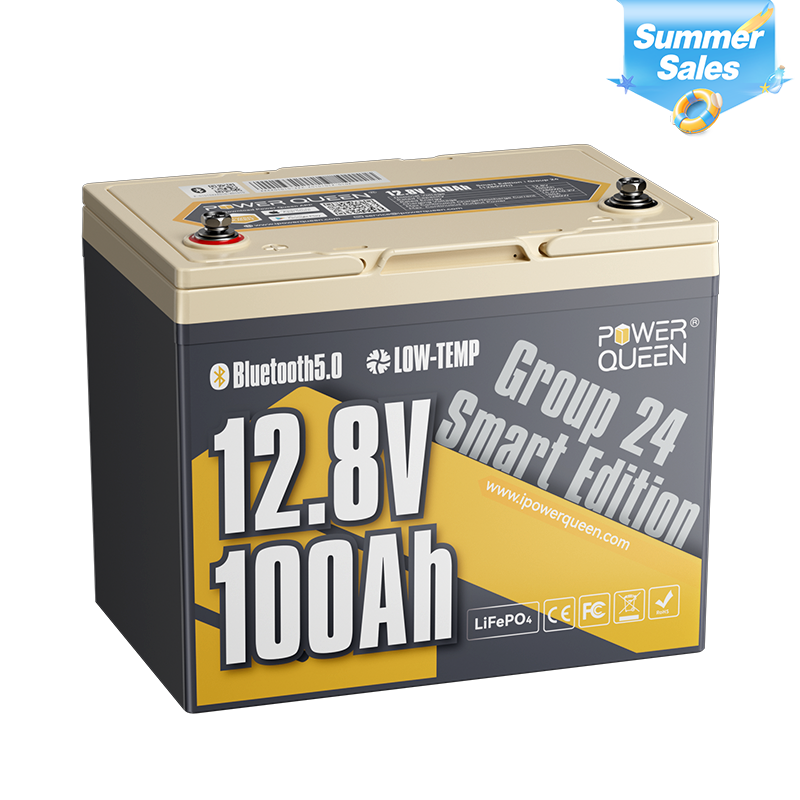 [Like New] Power Queen 12V 100Ah Group 24 Deep Cycle Lithium Battery