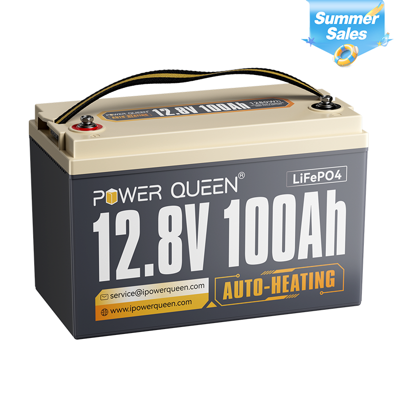 Power Queen 12V 100Ah Self-Heating LiFePO4 Battery