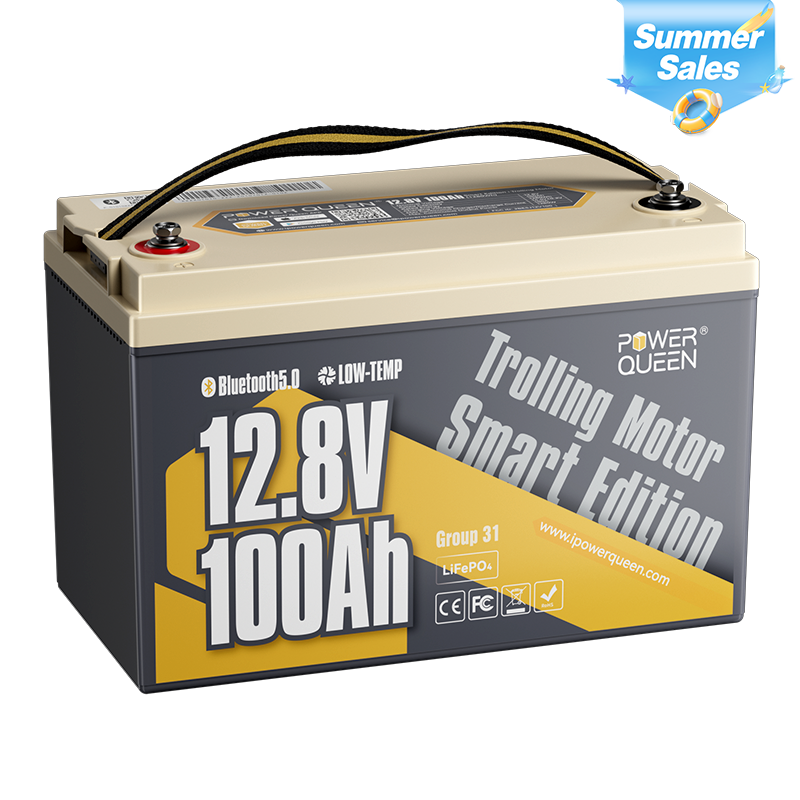 Power Queen 12V 100Ah Low-Temp Smart Deep Cycle Lithium Battery