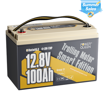 Power Queen 12V 100Ah Low-Temp Smart Deep Cycle Lithium Battery