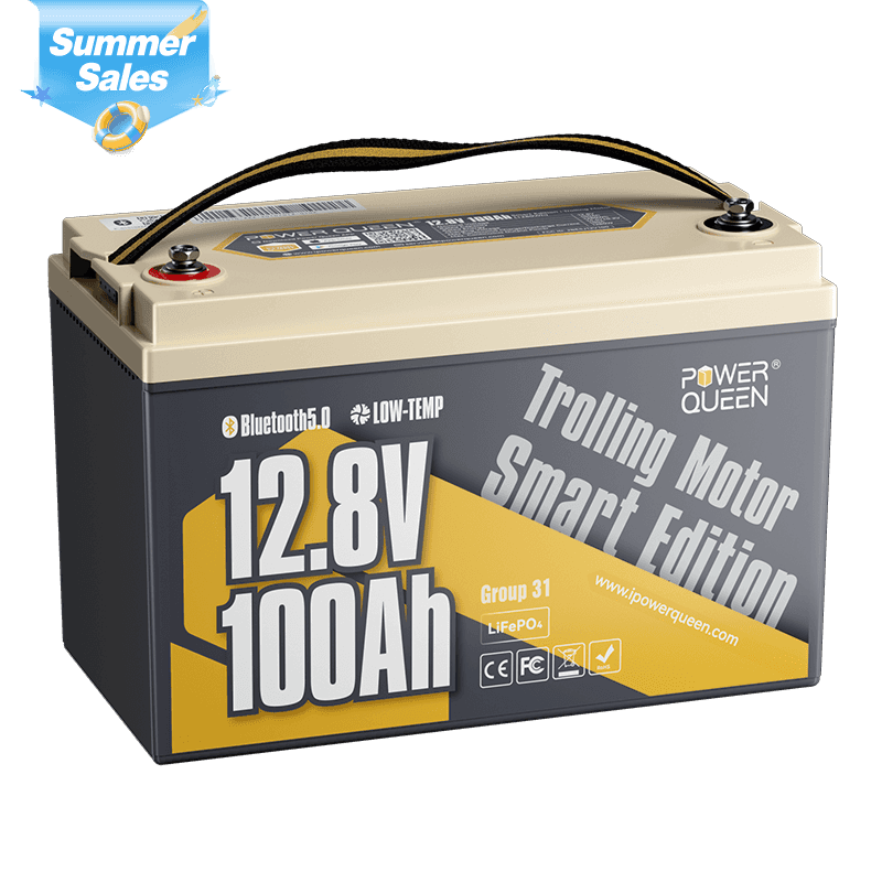 Power Queen 12V 100Ah Low-Temp Smart Deep Cycle Lithium Battery