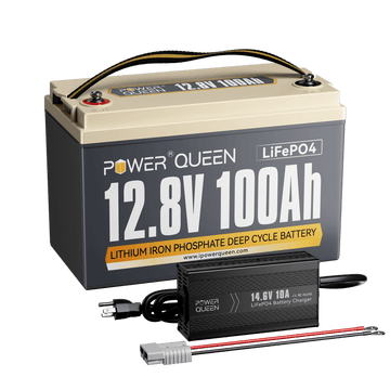 Power Queen 12V 100Ah LiFePO4 Battery + 14.6V 10A Charger